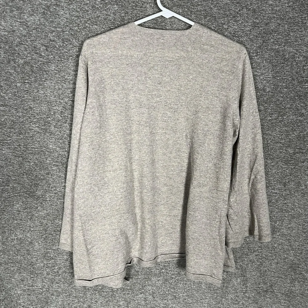 Eileen Fisher Cardigan Sweater Womens Medium Gray 100% Cashmere Open Front Italy